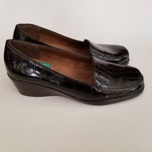 Aerosoles Brown Embossed Croc Wedge Loafer